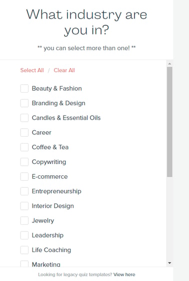 Interact Quiz Builder Industries