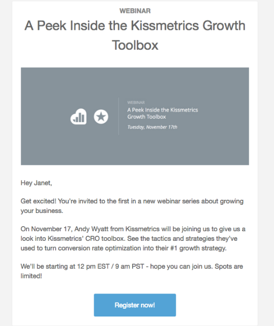Einladung zum Kissmetrics-Webinar