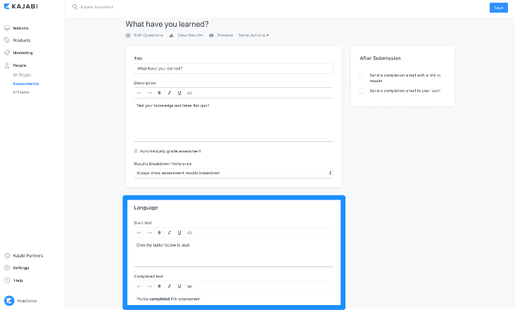 How to Create and Customize Assessments – Kajabi Help Center