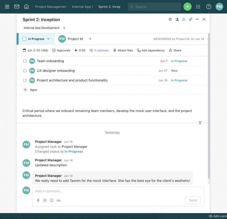 Wrike Collaboration page