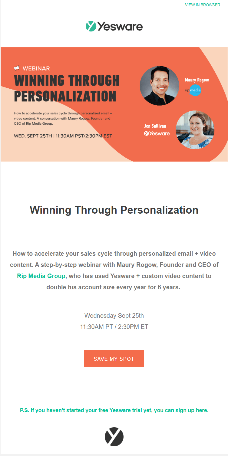 Yesware-Webinar-Einladung