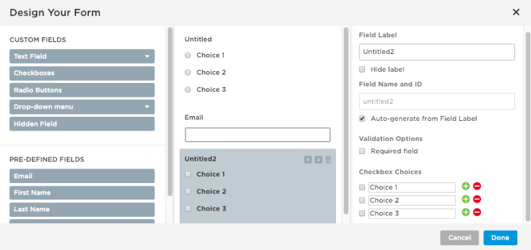Lead form builder