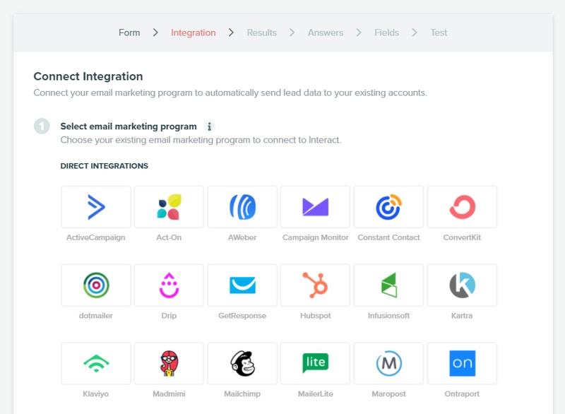 Interact Quiz Builder Integrations