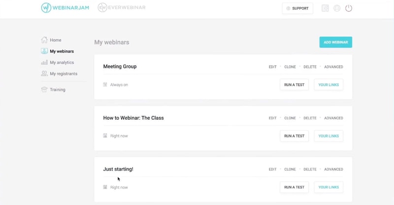 WebinarJam Dashboard