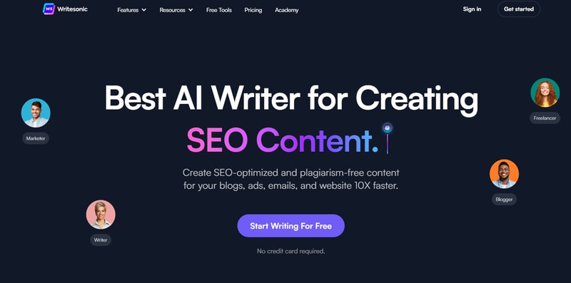 Writesonic homepage
