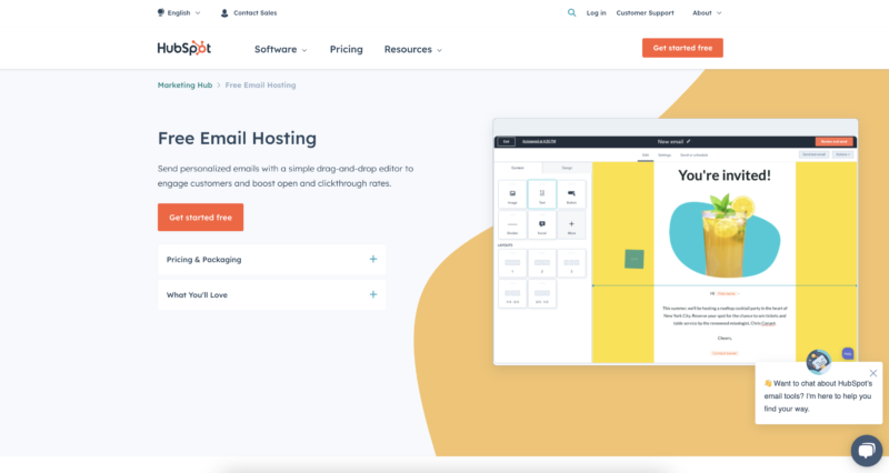 hubspot free email hosting