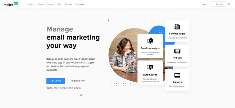 Mailerlite-Homepage