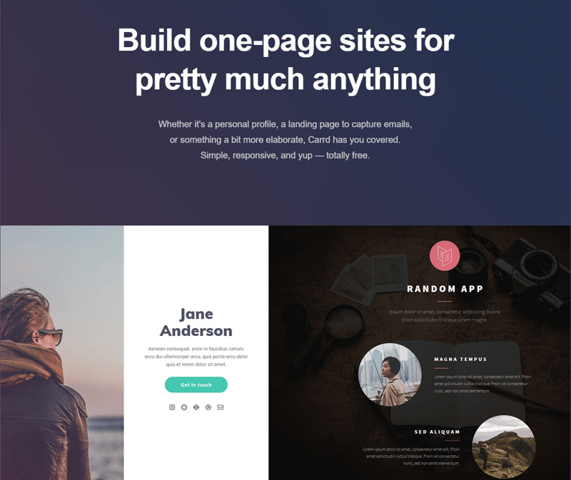 Carrd Home Page