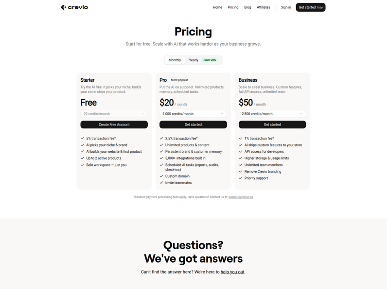 crevio pricing