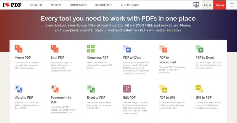 iLovePDF Homepage