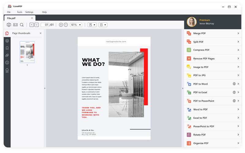 iLovePDF Tools Page