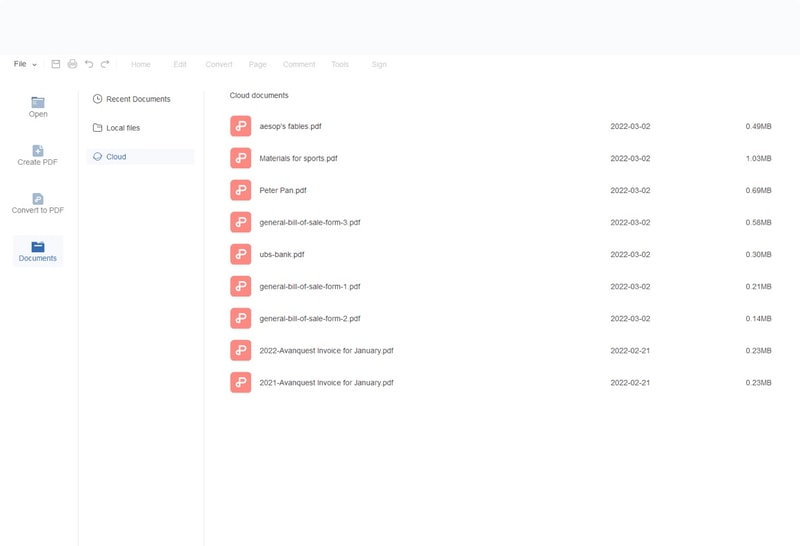 LightPDF Cloud Storage Page