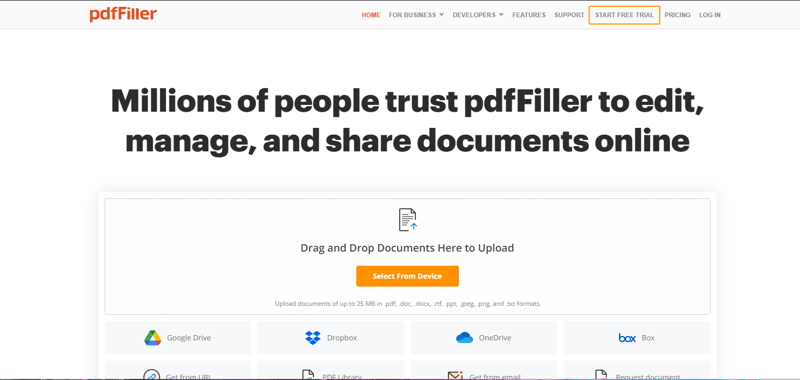 PDFfiller Homepage
