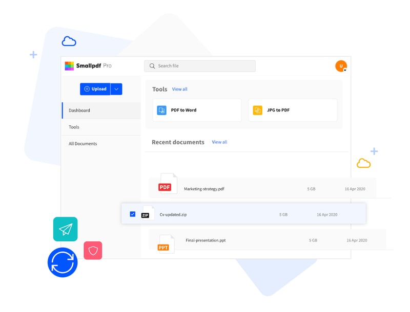 SmallPDF Cloud Storage Page