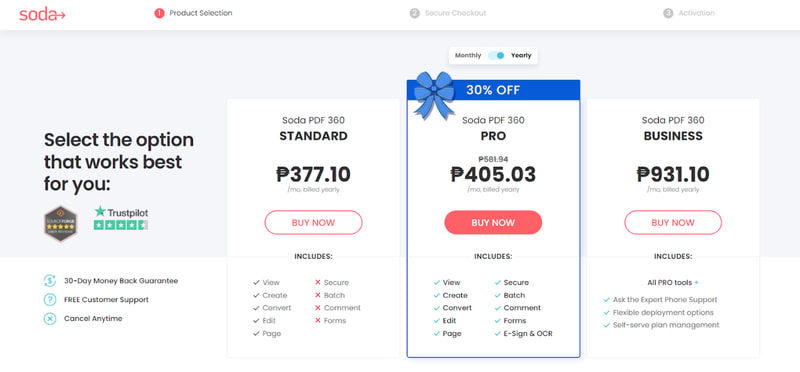 Soda PDF Pricing Page