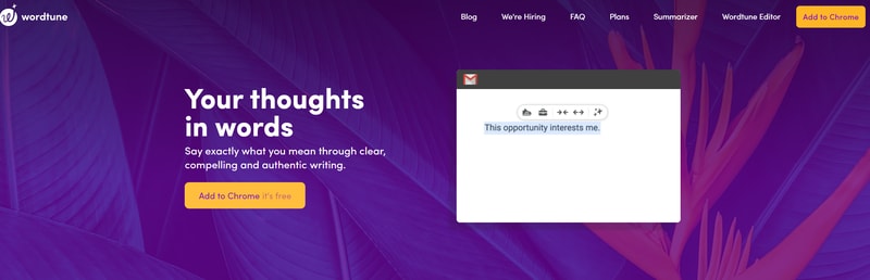 Wordtune homepage