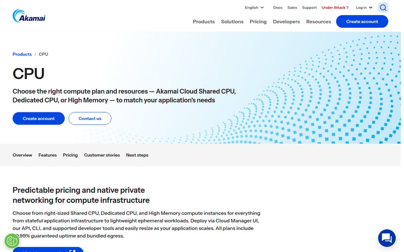 Akamai Cloud compute instances page listing shared, dedicated and high-memory plan options