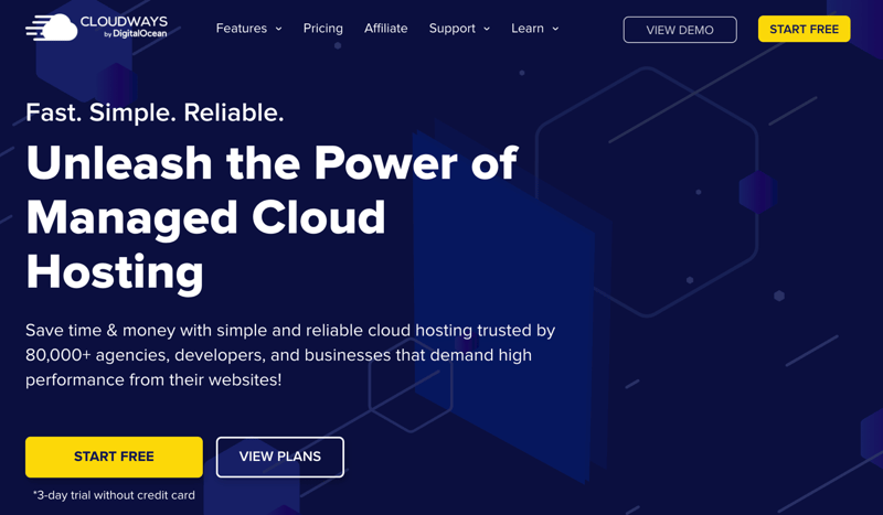 Best Web Hosting for Australia - Cloudways homepage