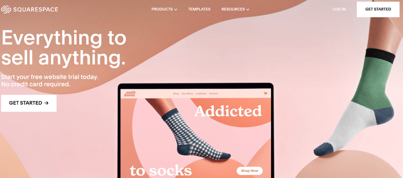 Homepage screenshot of Squarespace's website builder.