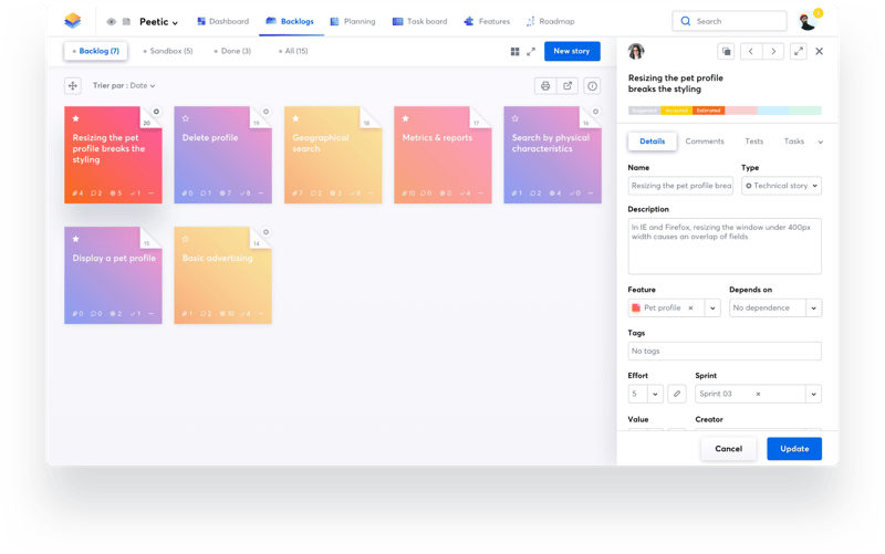 iceScrum Backlog Page