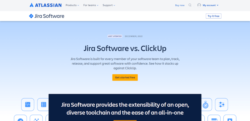 Atlassian's landing page