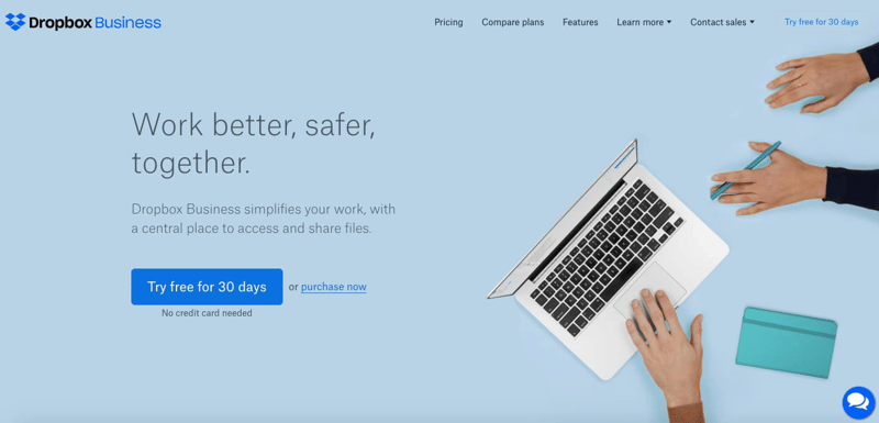 Dropbox’s - click-through landing page