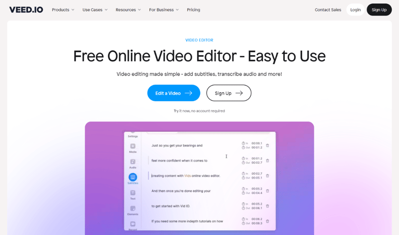 Veed.io landing page