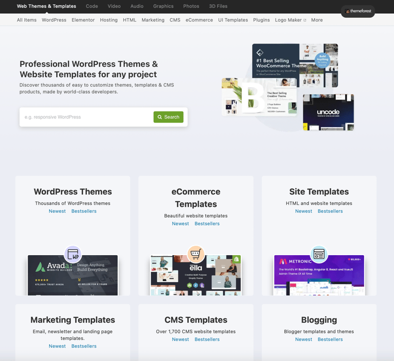ThemeForest plugin selection