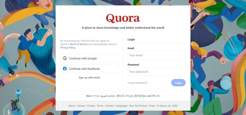 What is Quora - Quora login page