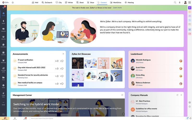 Zoho workplace dashboard