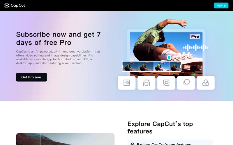 CapCut’s subscription page showing Pro from $9.99 monthly and $89.99 yearly, each labelled as a limited-time offer beside a countdown timer.