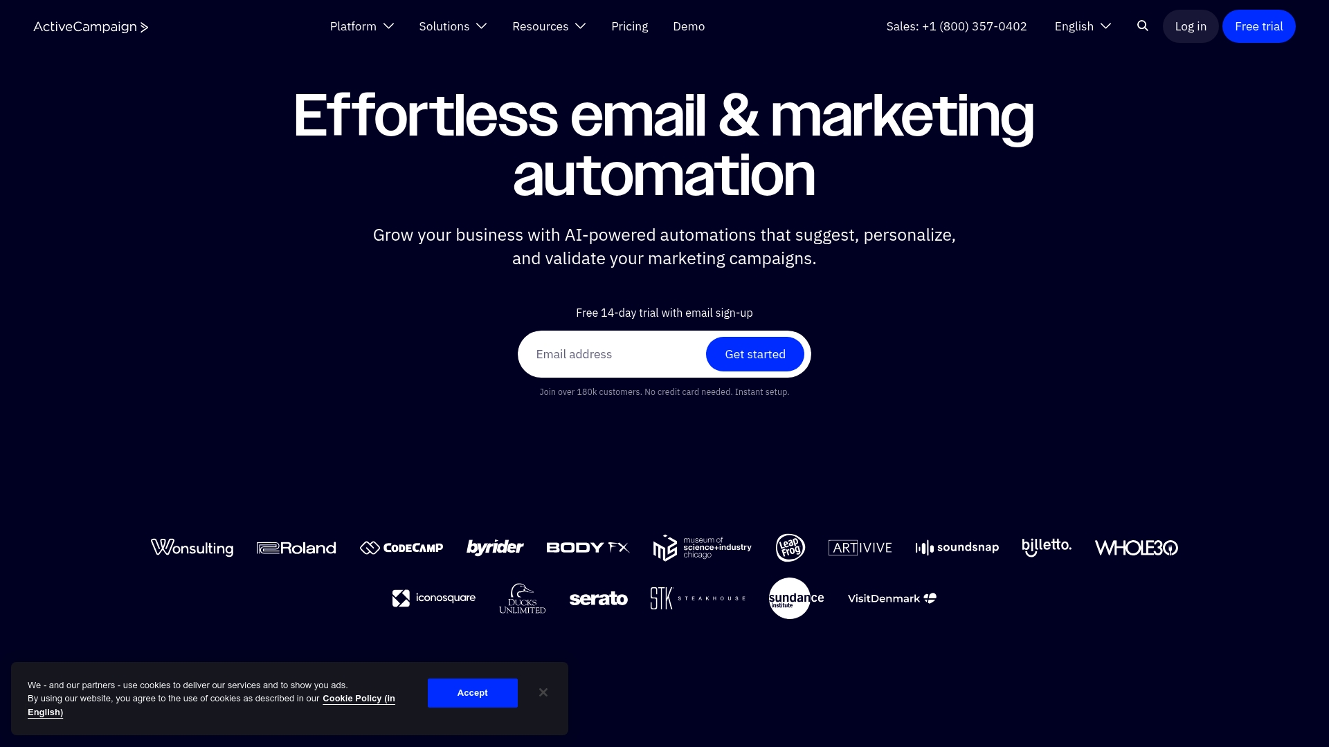 ActiveCampaign for Marketing Homepage