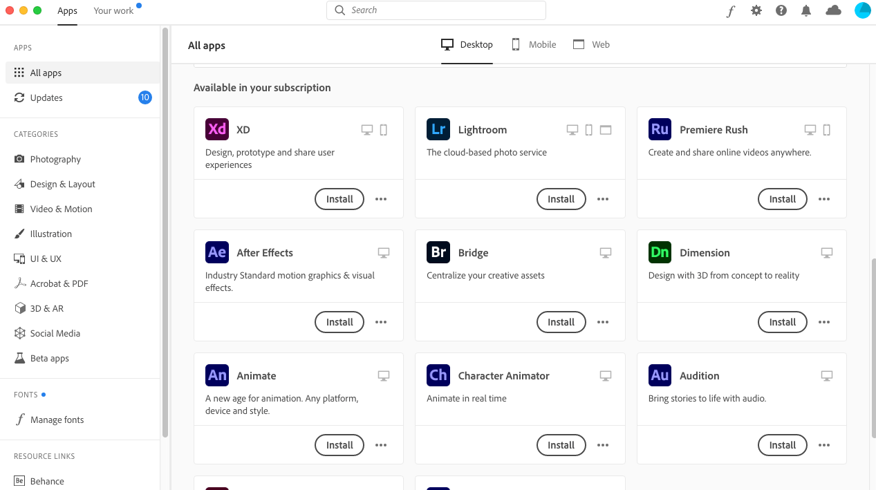 Adobe Creative Cloud screenshot 3