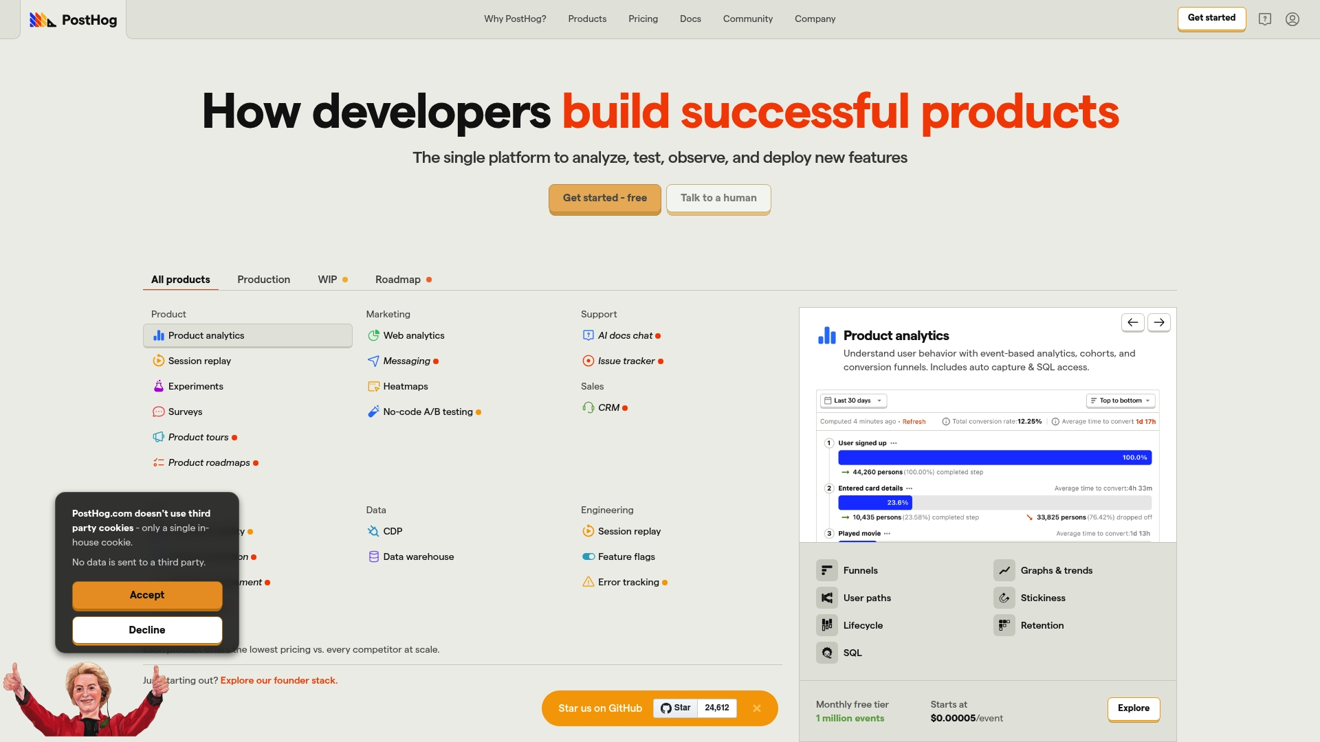 PostHog Homepage