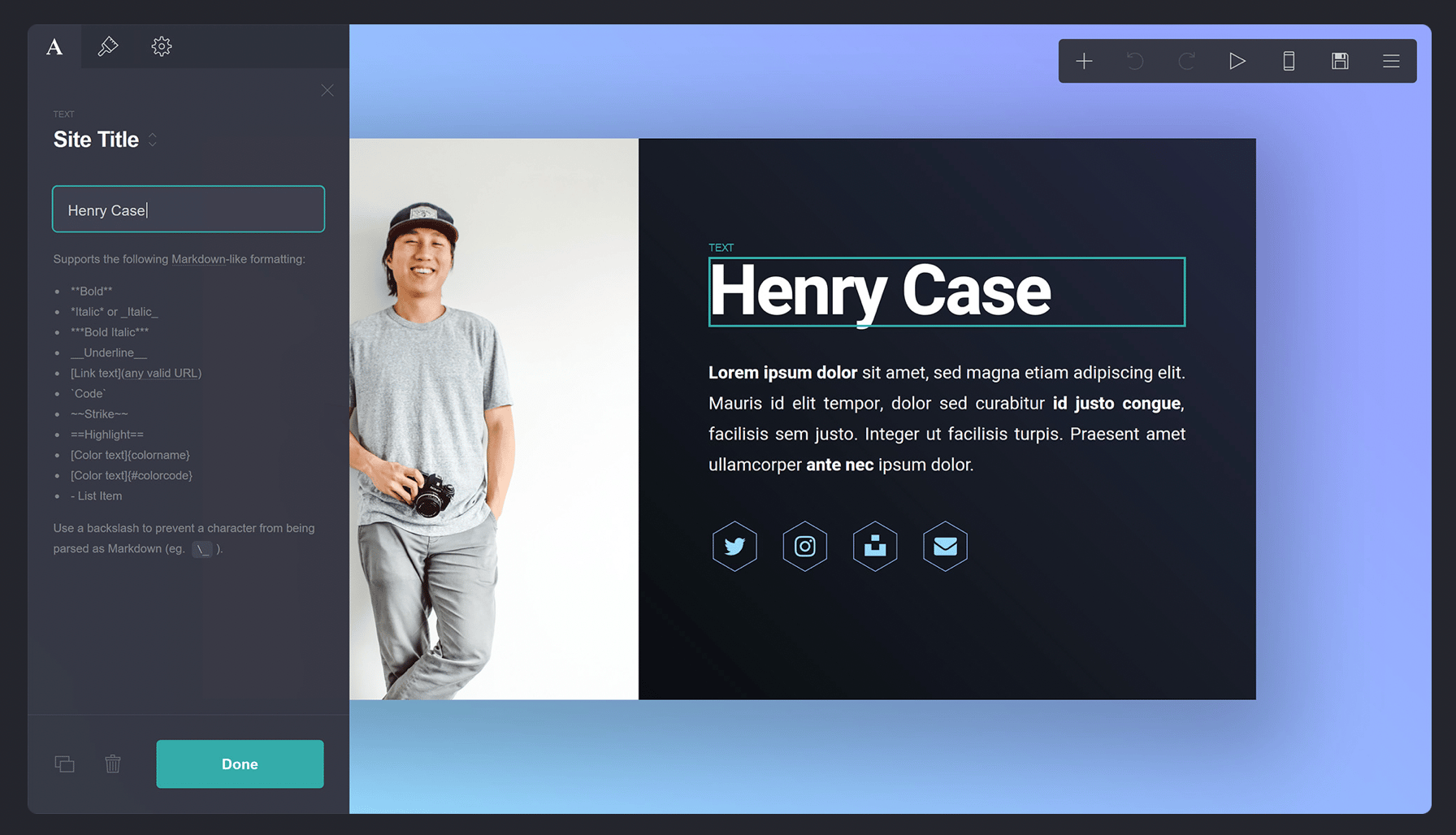 Carrd screenshot 2