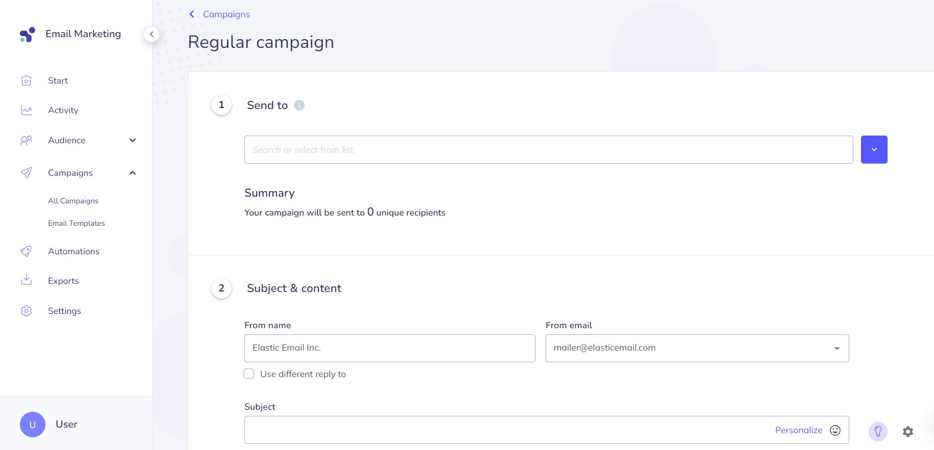 Elastic Email screenshot 1