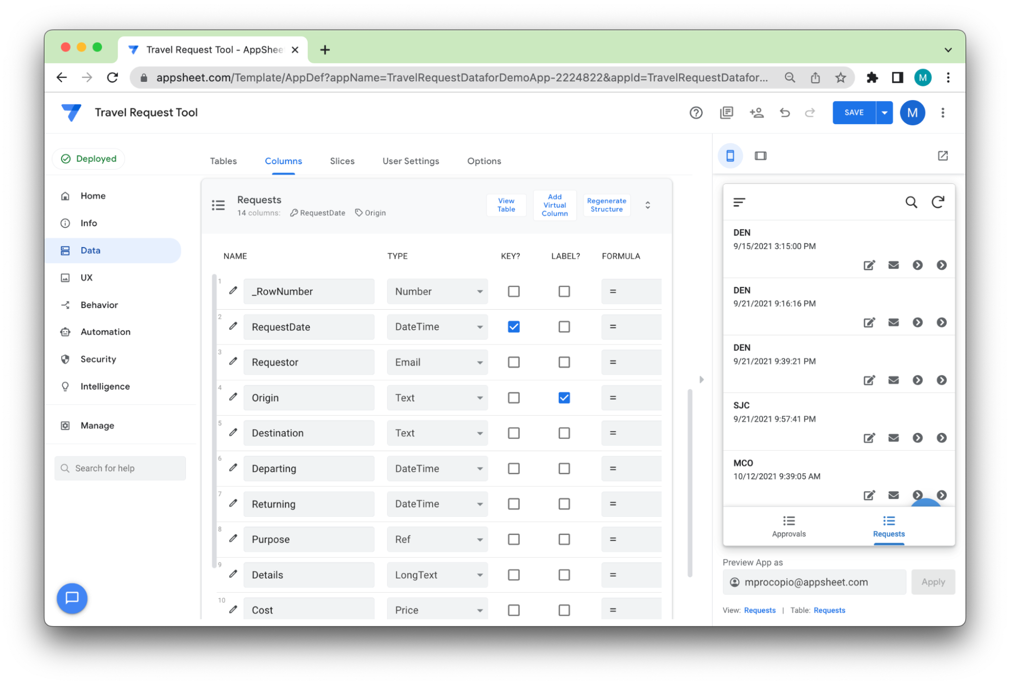 AppSheet screenshot 2