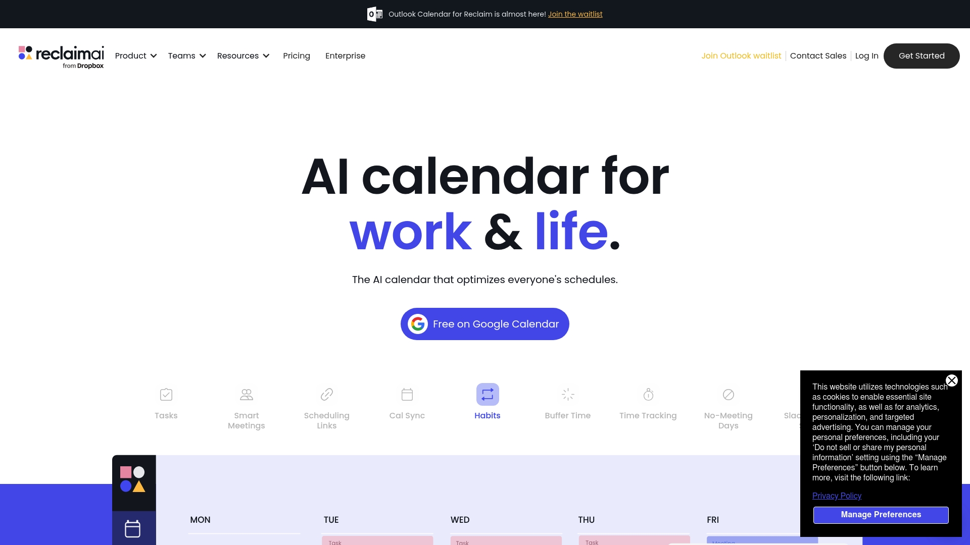 Reclaim Ai Homepage