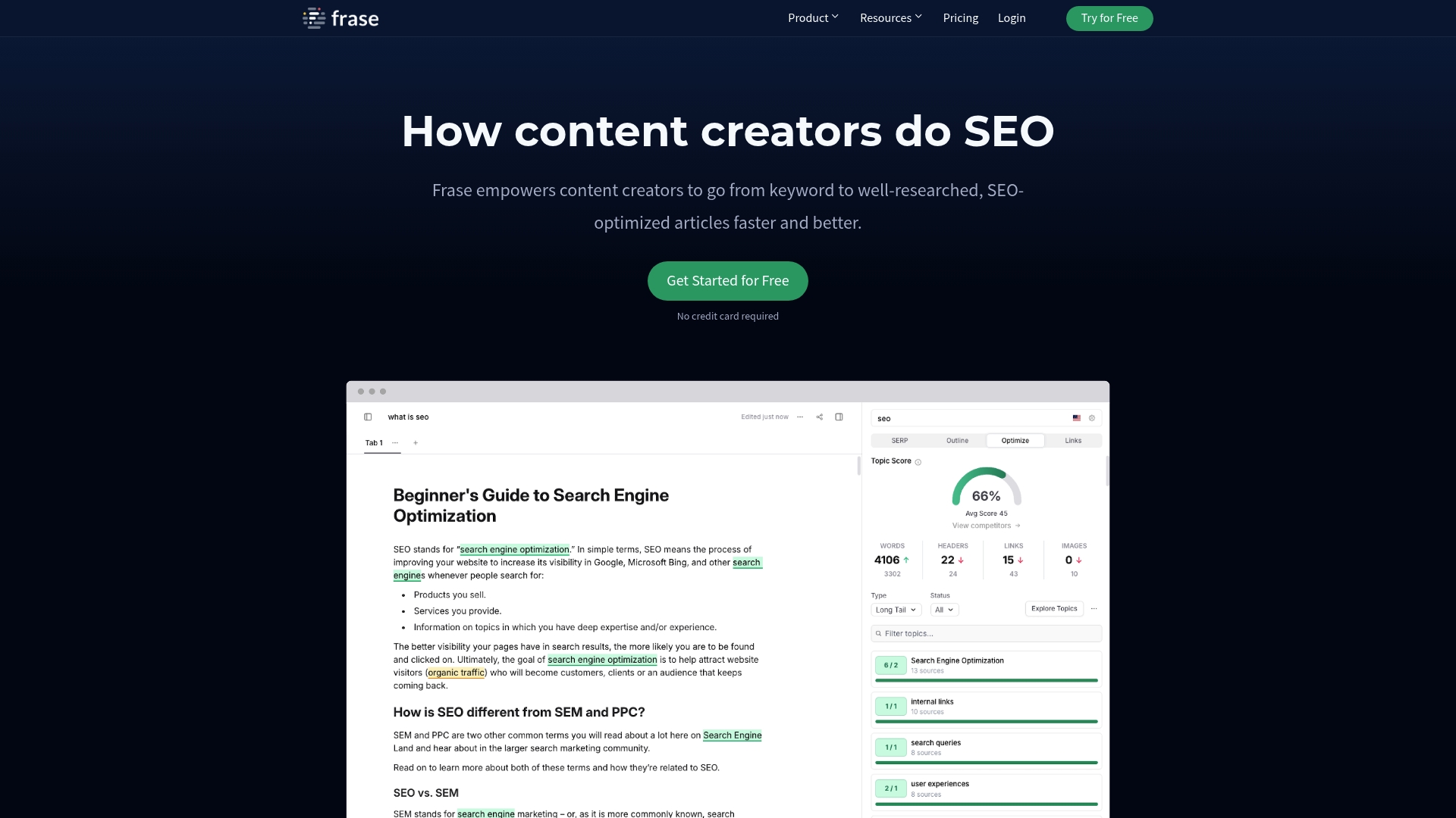 Frase.io Homepage