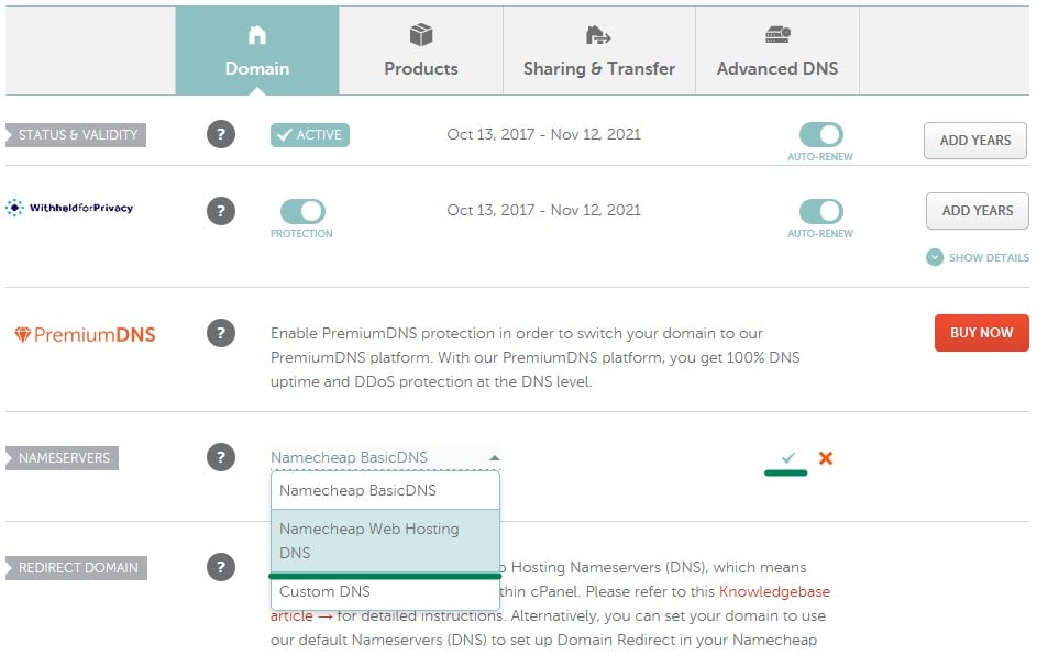 Namecheap Hosting screenshot 2