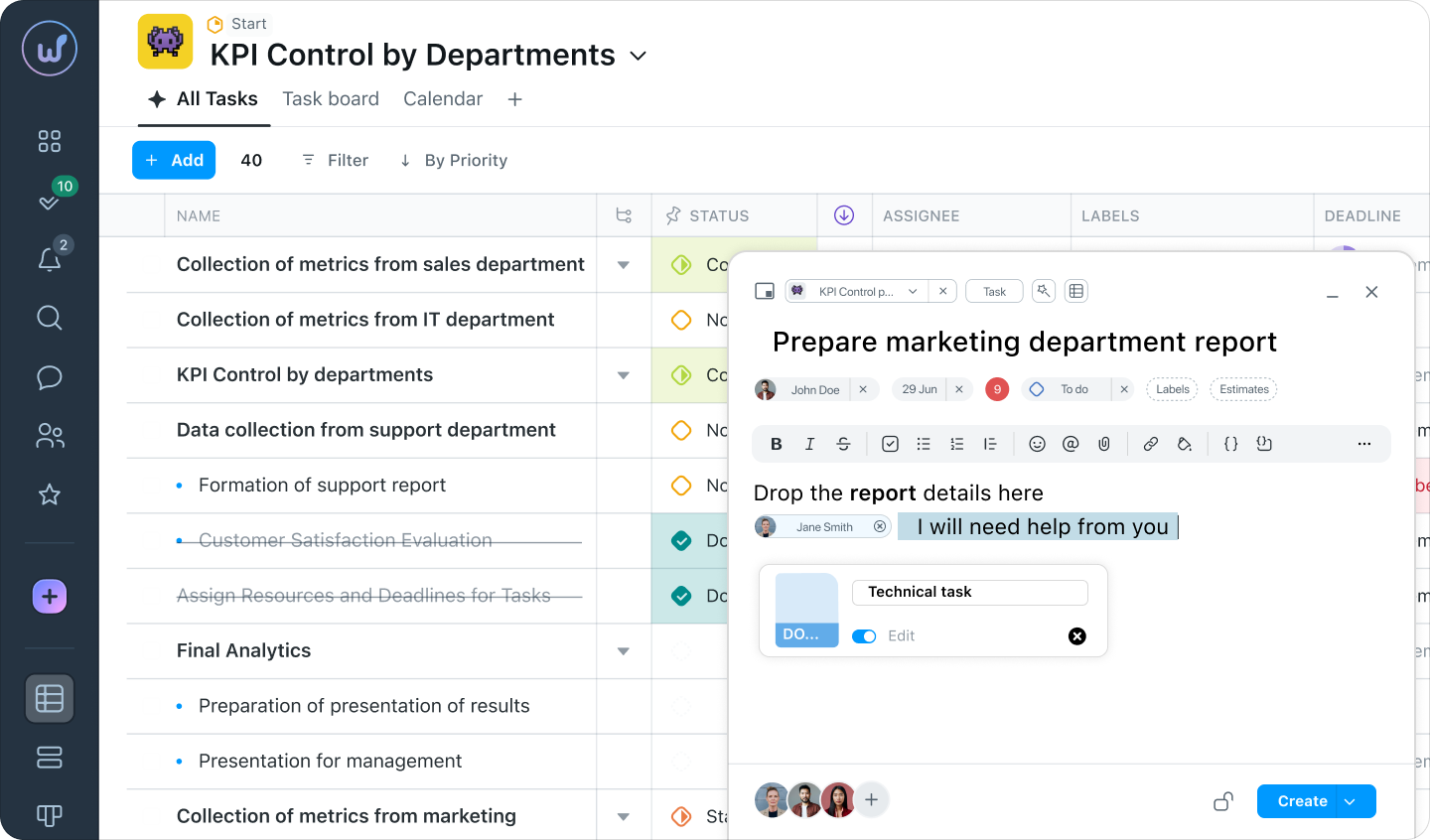 Worksection screenshot 4