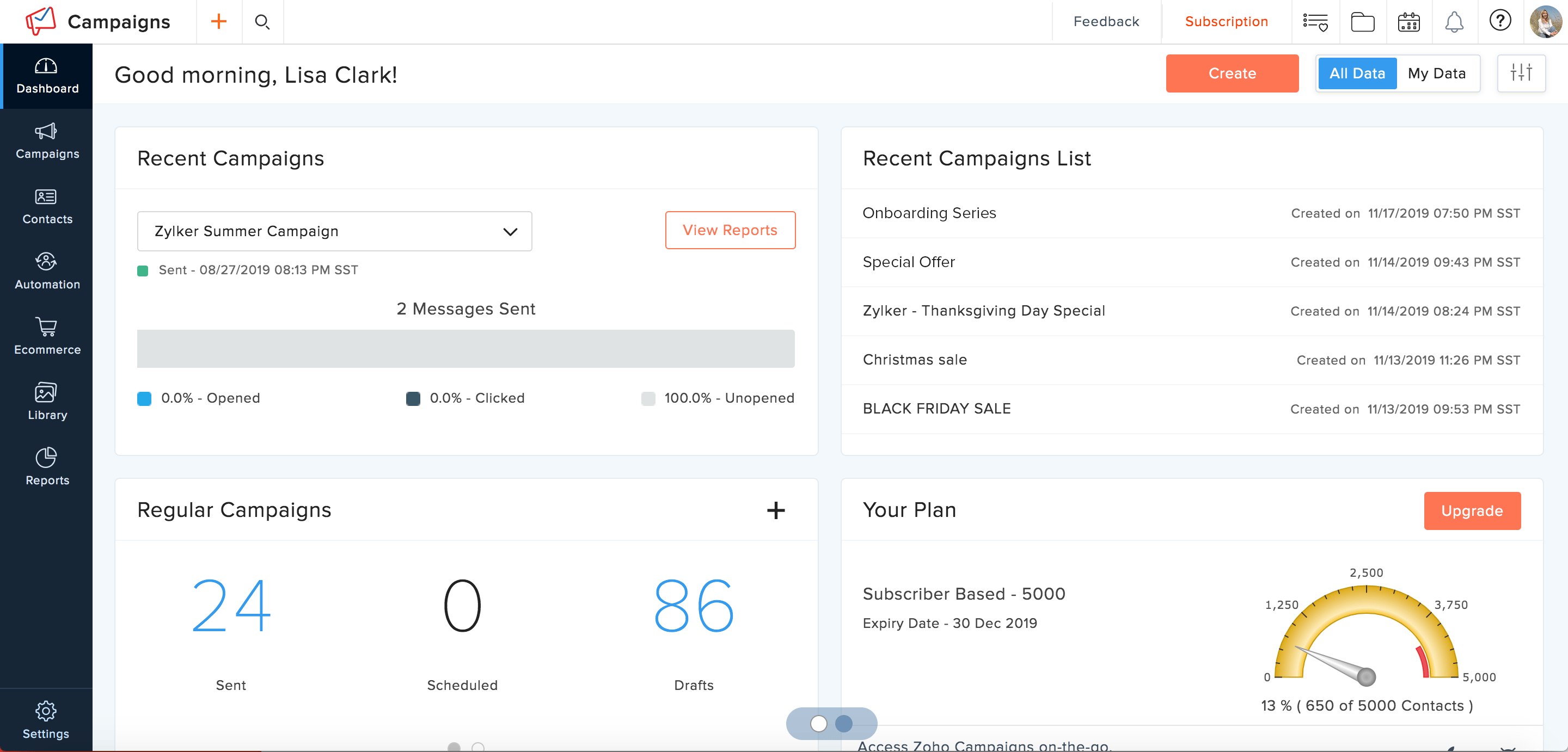 Zoho Campaigns screenshot 2