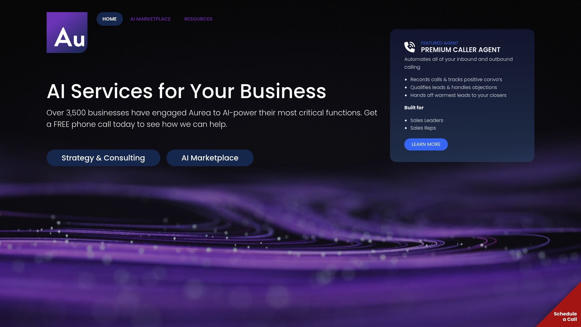 Aurea CRM Homepage