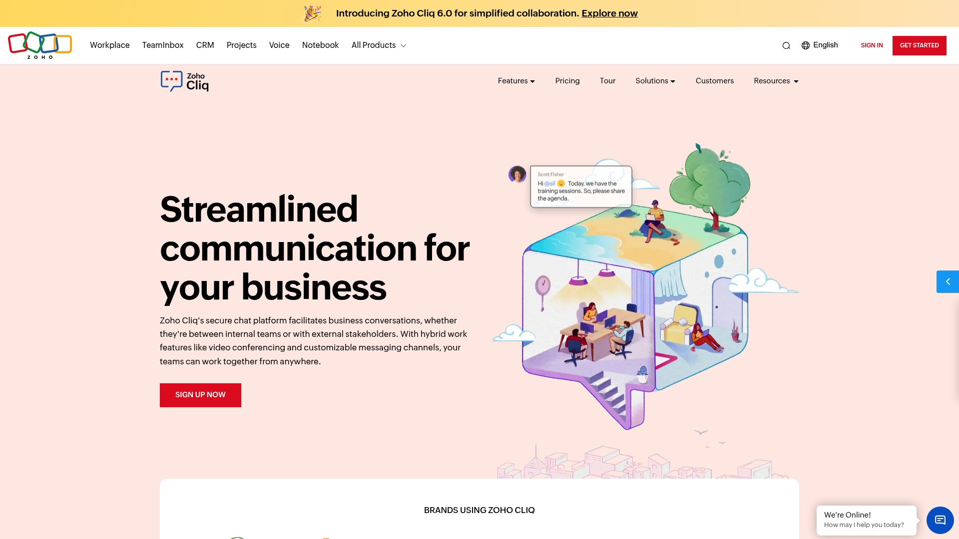 Zoho Cliq Homepage