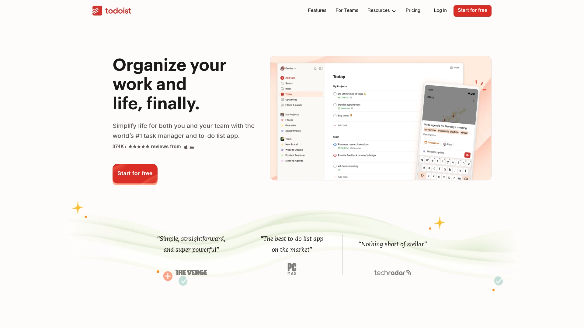 Todoist Homepage