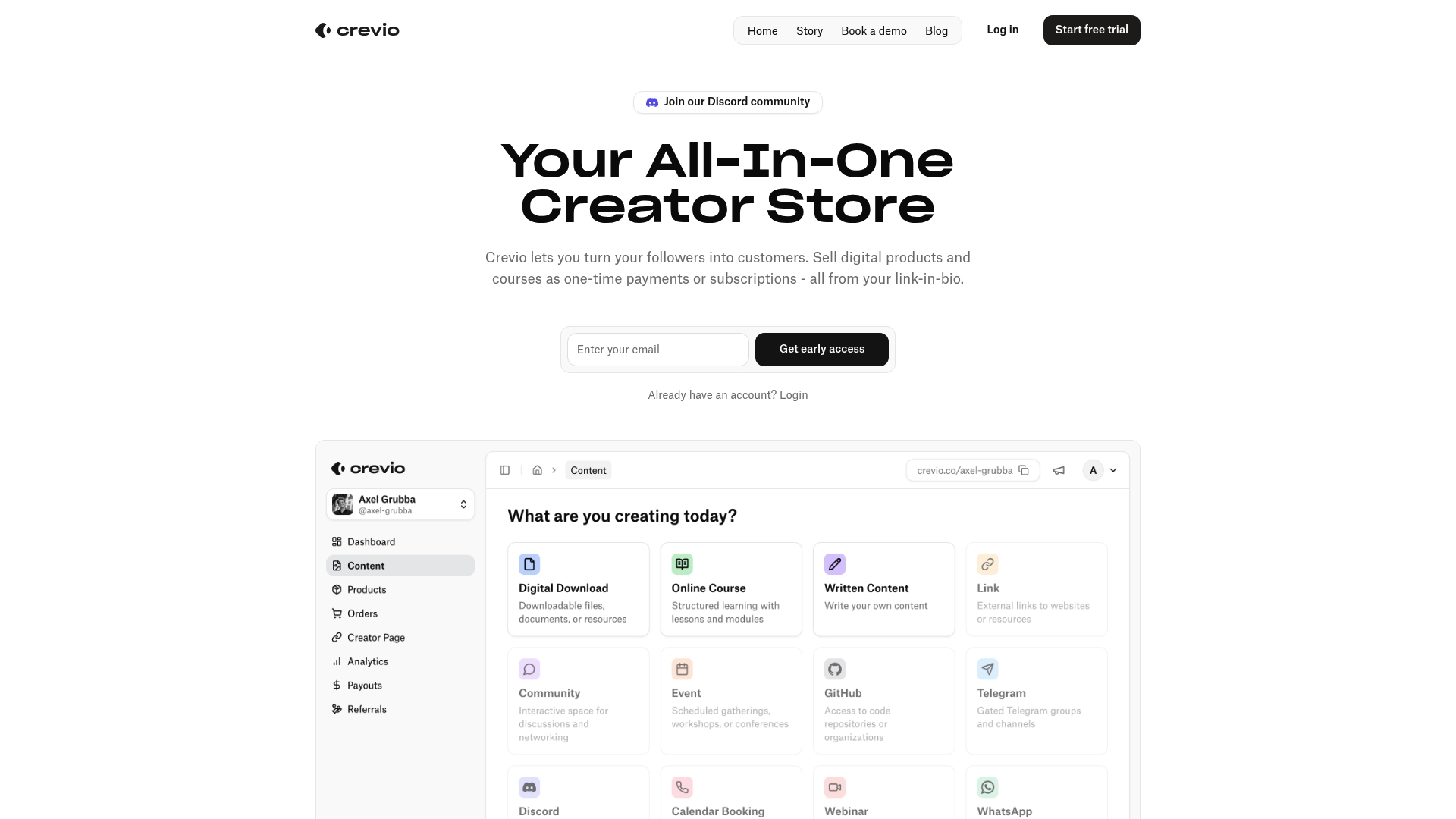 Crevio Homepage