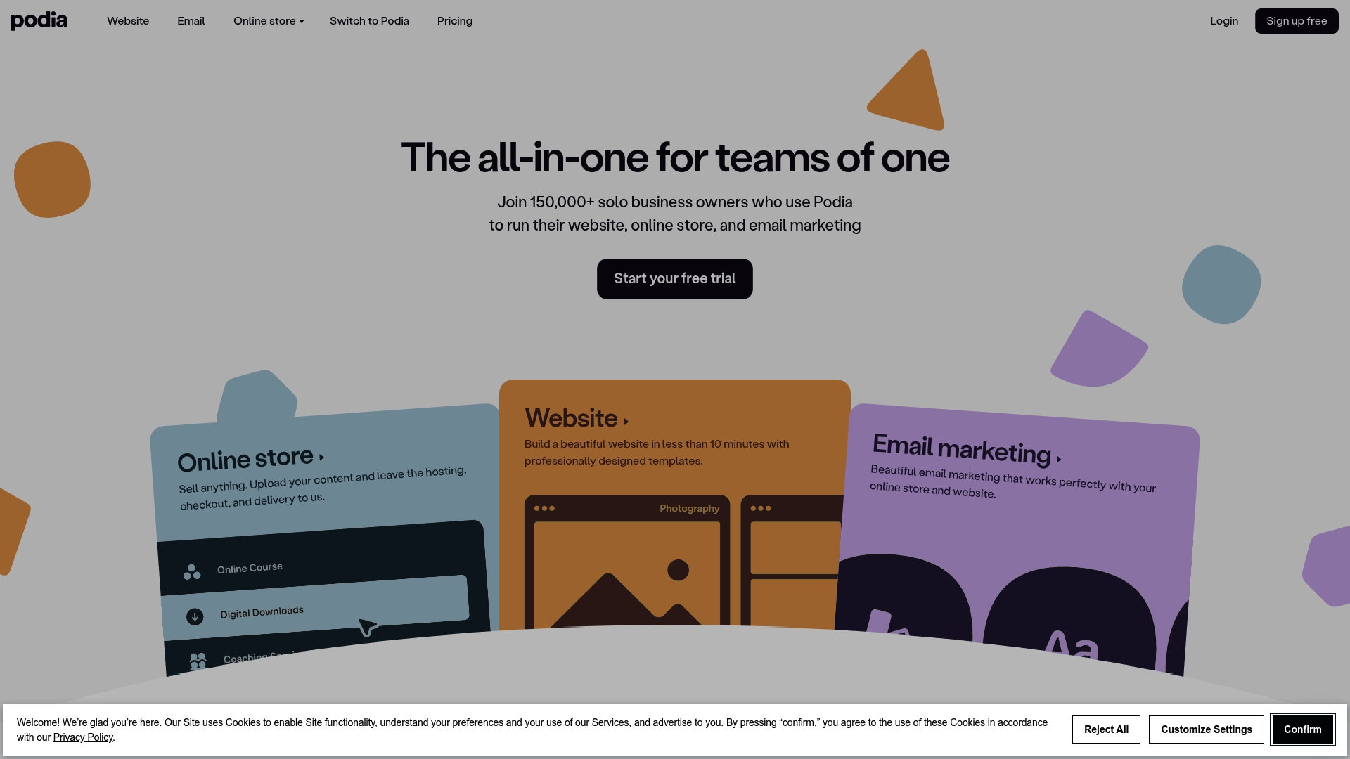 Podia Homepage