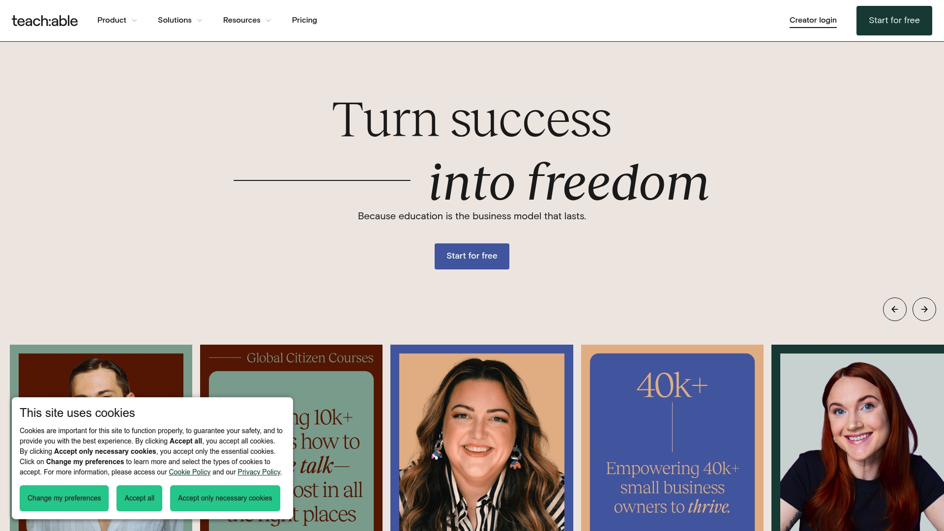 Teachable Homepage