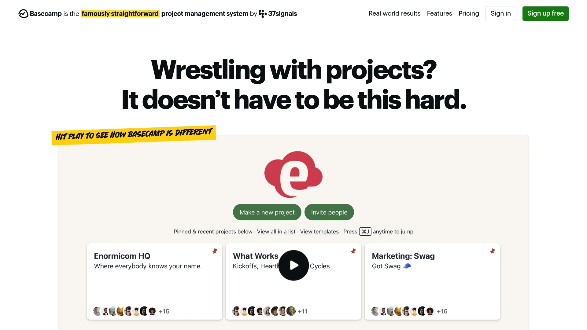 Basecamp Homepage