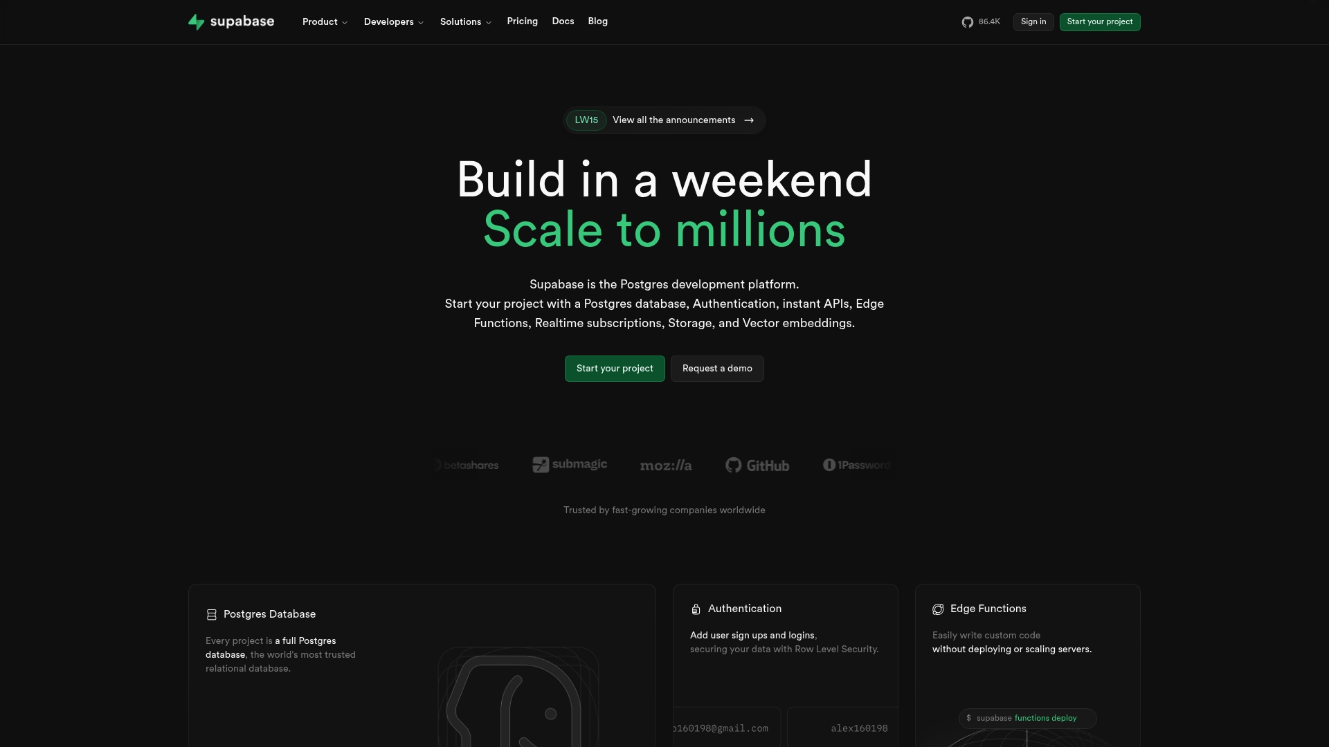 Supabase Homepage